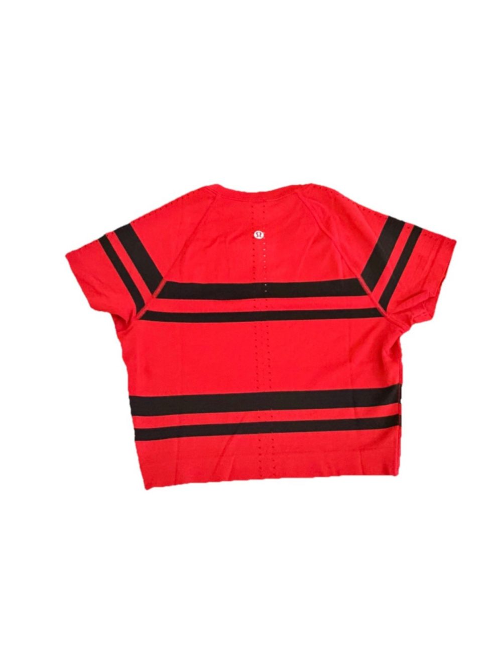 LULULEMON SWIFTLY TECH CROPPED TEE 2.0 RED/BLACK SIZE 4